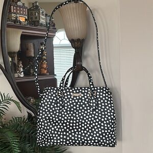 Kate Spade Black & White Dotted Handbag Crossbody Purse Evangelie Laurel Satchel
